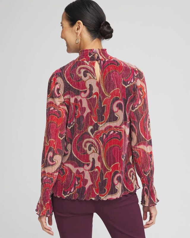 Crinkle Shine Mock-Neck Top - image 3